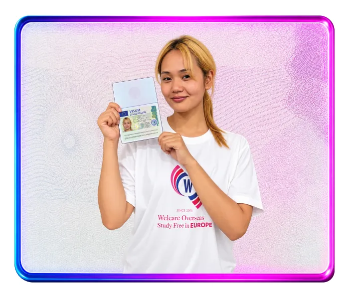 Welcare Ausbildung student holding an approved German visa