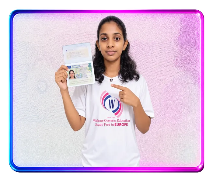 Welcare Ausbildung student holding an approved German visa