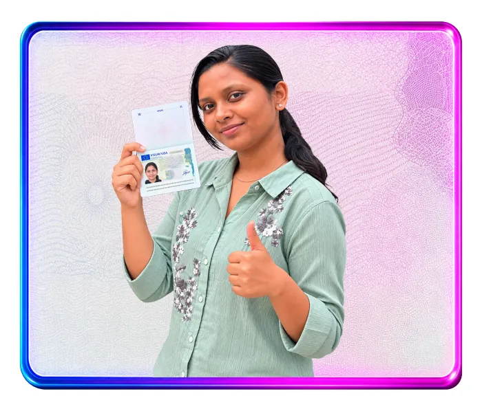 Welcare dentist holding an approved German visa