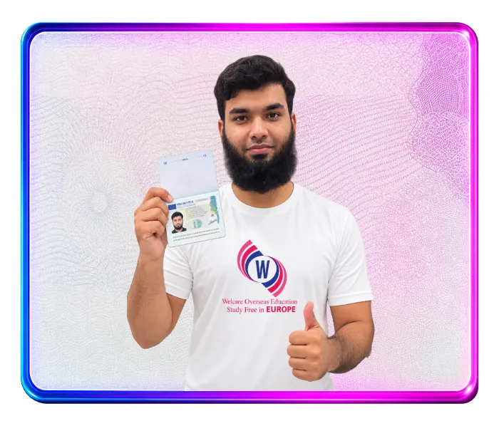 Welcare dentist holding an approved German visa
