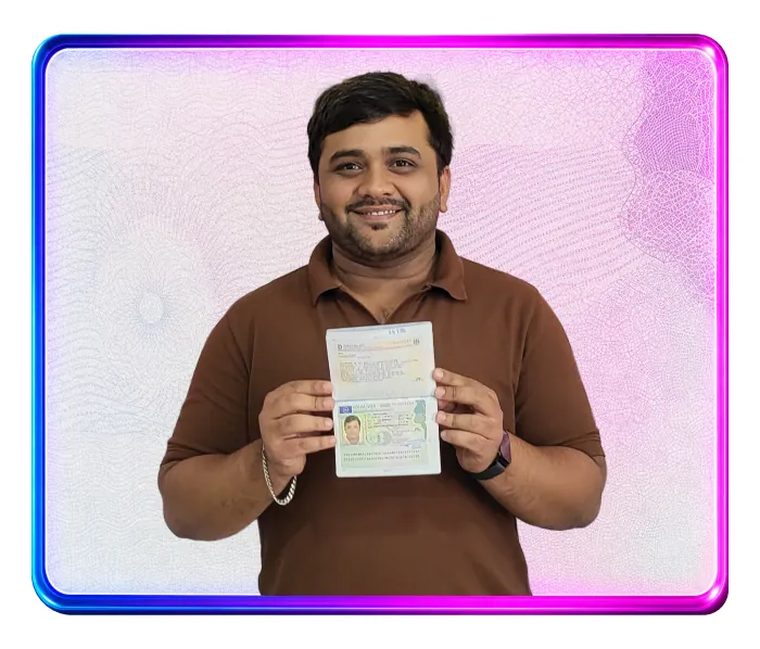 Welcare dentist holding an approved German visa