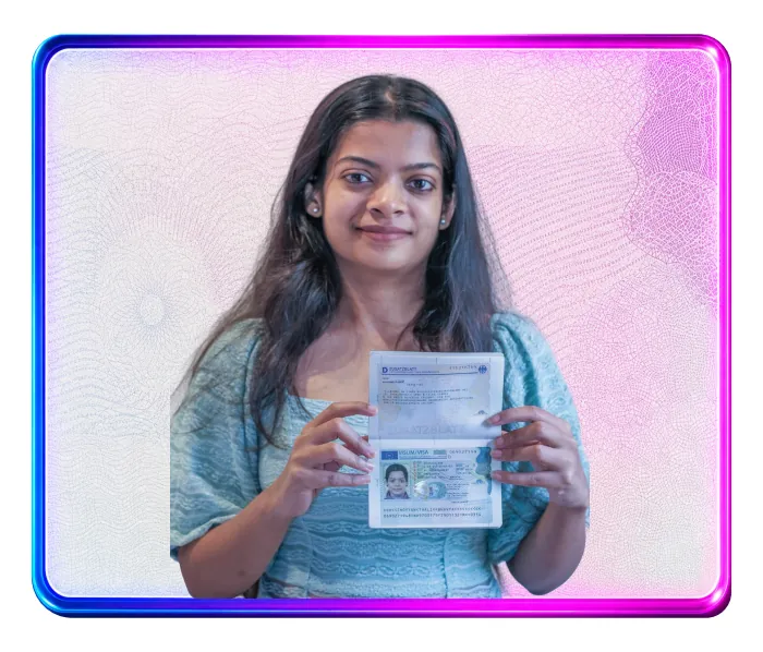 Welcare dentist holding an approved German visa