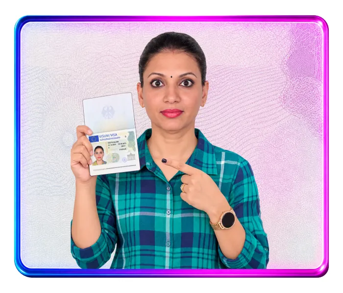 Welcare dentist holding an approved German visa