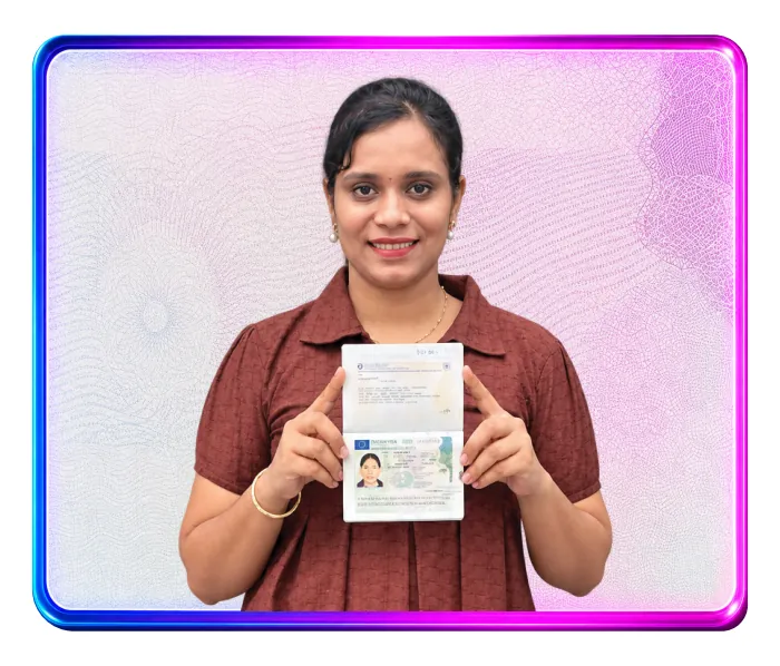 Welcare dentist holding an approved German visa