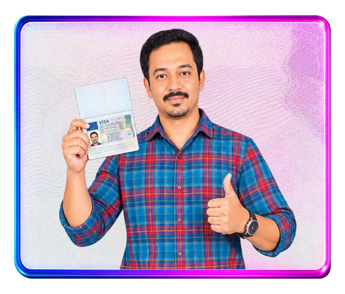 Welcare dentist holding an approved German visa