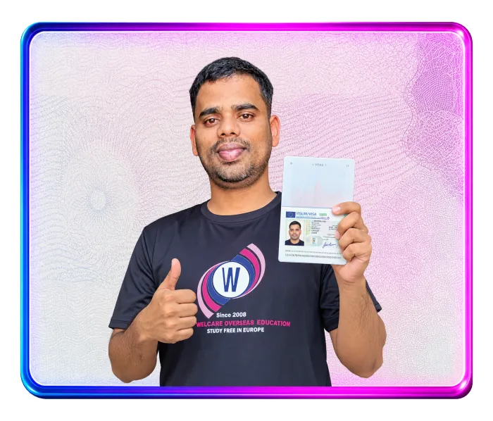 Welcare nurse holding an approved German visa