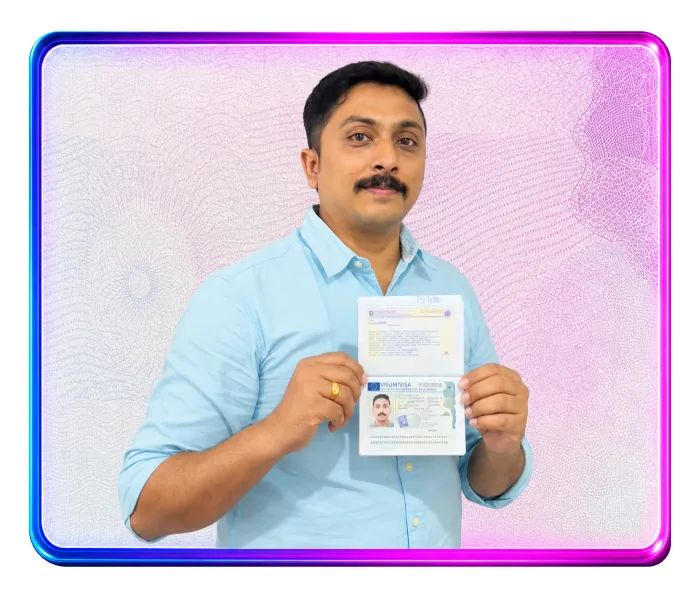 Welcare nurse holding an approved German visa