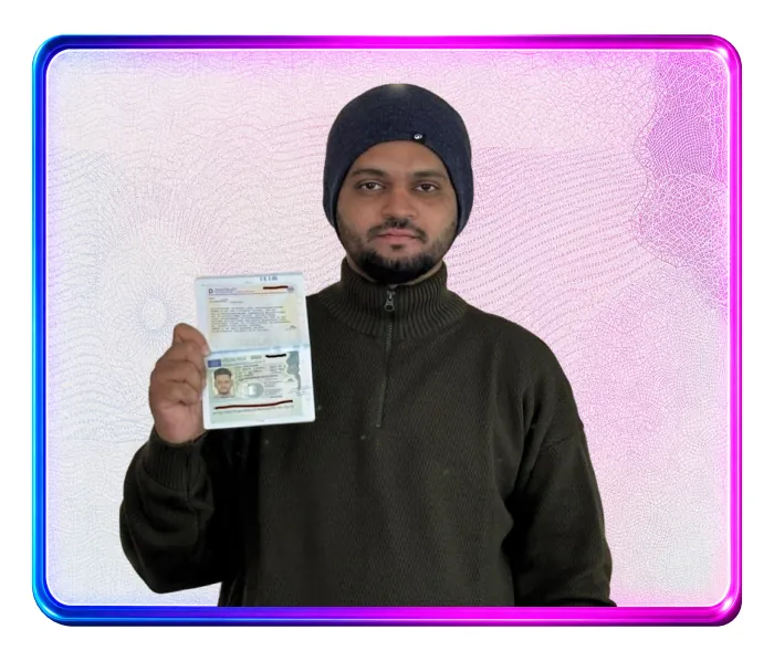 Welcare nurse holding an approved German visa