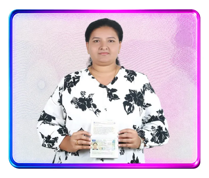 Welcare nurse holding an approved German visa