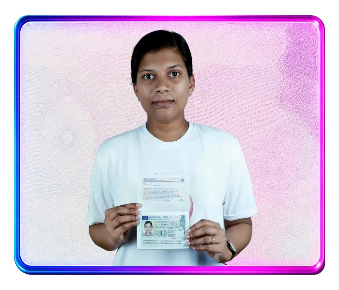Welcare nurse holding an approved German visa