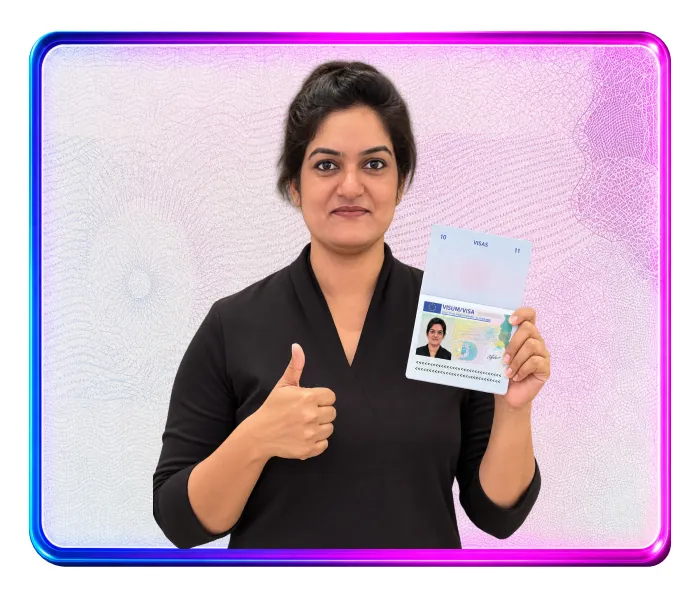 Welcare nurse holding an approved German visa